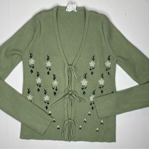 Willow & Wind Soft Long Sleeve Embroidered Shirt With Open Ties Sz XS